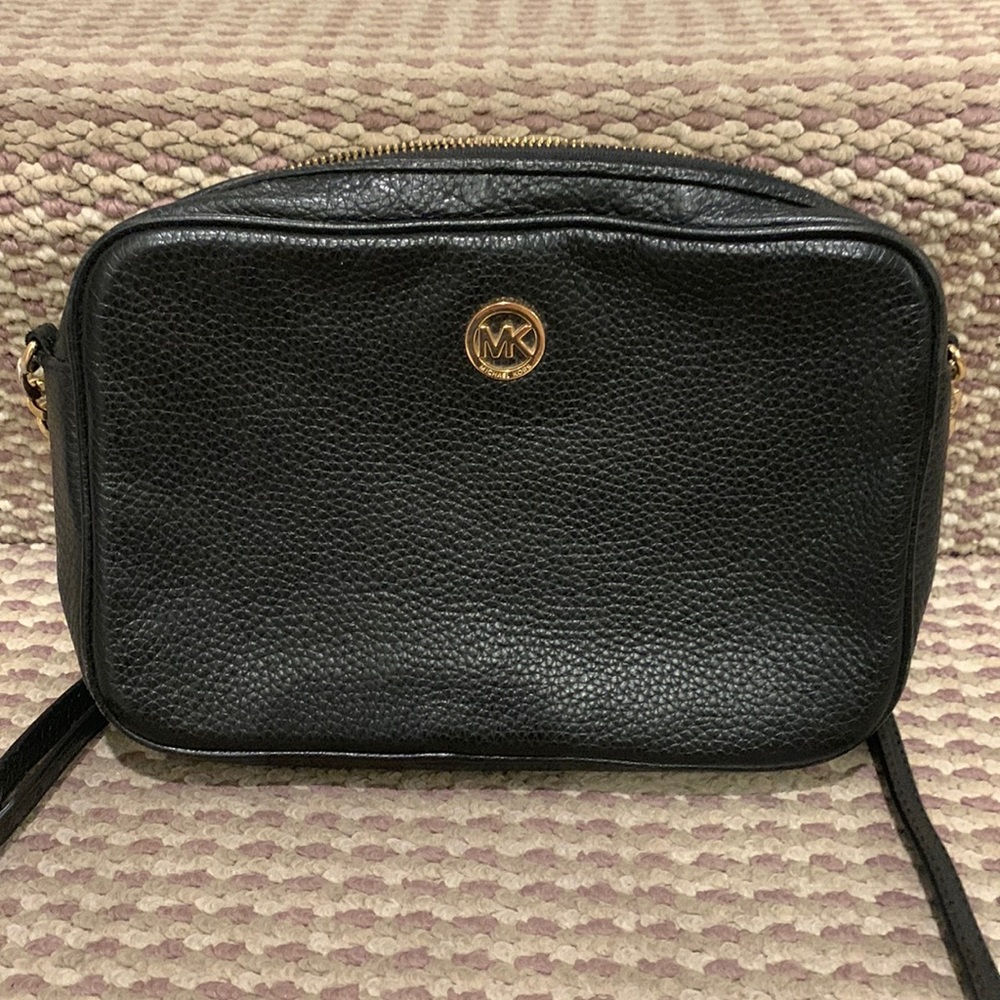 Michael Kors black leather crossbody bag